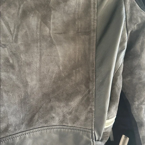 AllSaints Balfern Mixed Leather Moto Jacket black and white - Picture 6 of 7